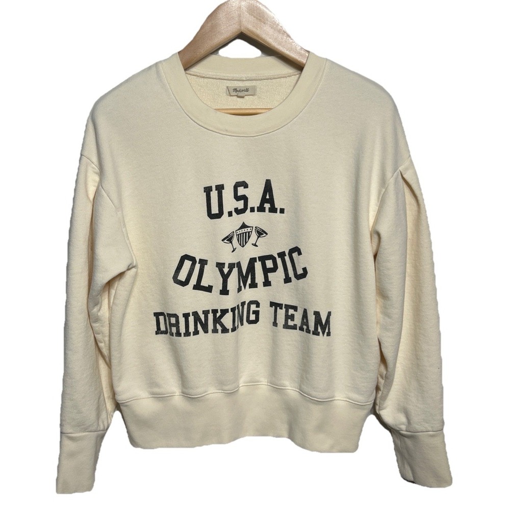 Madewell USA Drinking Team Sweatshirt Cream Women's Size Large